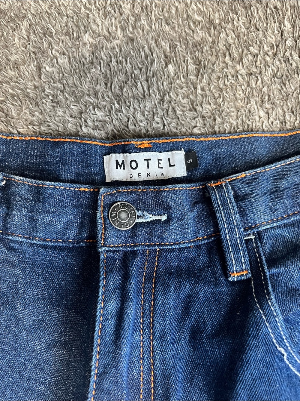 Motel Rocks Indigo Blue Denim Utility Carpenter Jeans Women’s Size S Low Rise